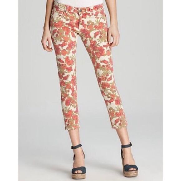 Paige Chello Floral‎ Skyline Ankle Peg Jeans Size 29 - Picture 1 of 9